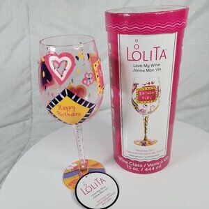 Lolita Love My Wine "Birthday Girl" 15 oz Hand Painted Wine Glass